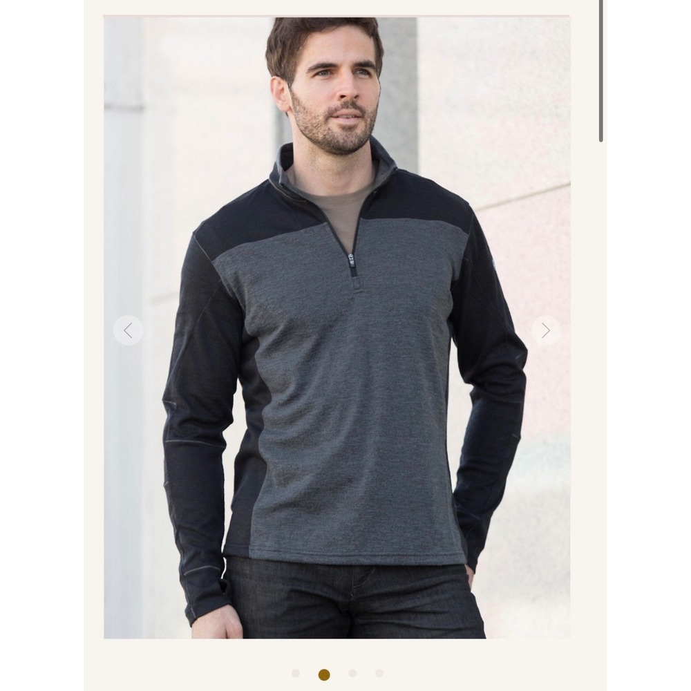 Kuhl Pullover Mens XXL Gray 1/4 Zip‎ Colorblock Thumbhole Born In The Mountains